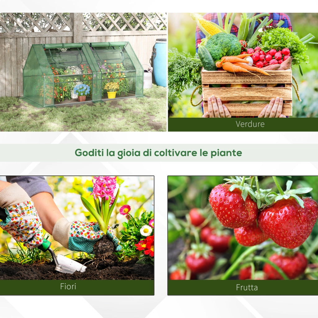 Serra per Piante 2 Coperture PE PVC ¨C zephmum ¨C Struttura Acciaio Verde 180x90x90cm