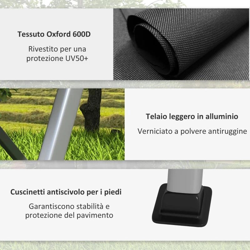 SEDIA DA CAMPEGGIO PIEGHEVOLE CON SCHIENALE REGOLABILE, IN ALLUMINIO E POLIESTERE 74X59.5X98 CM, NERO