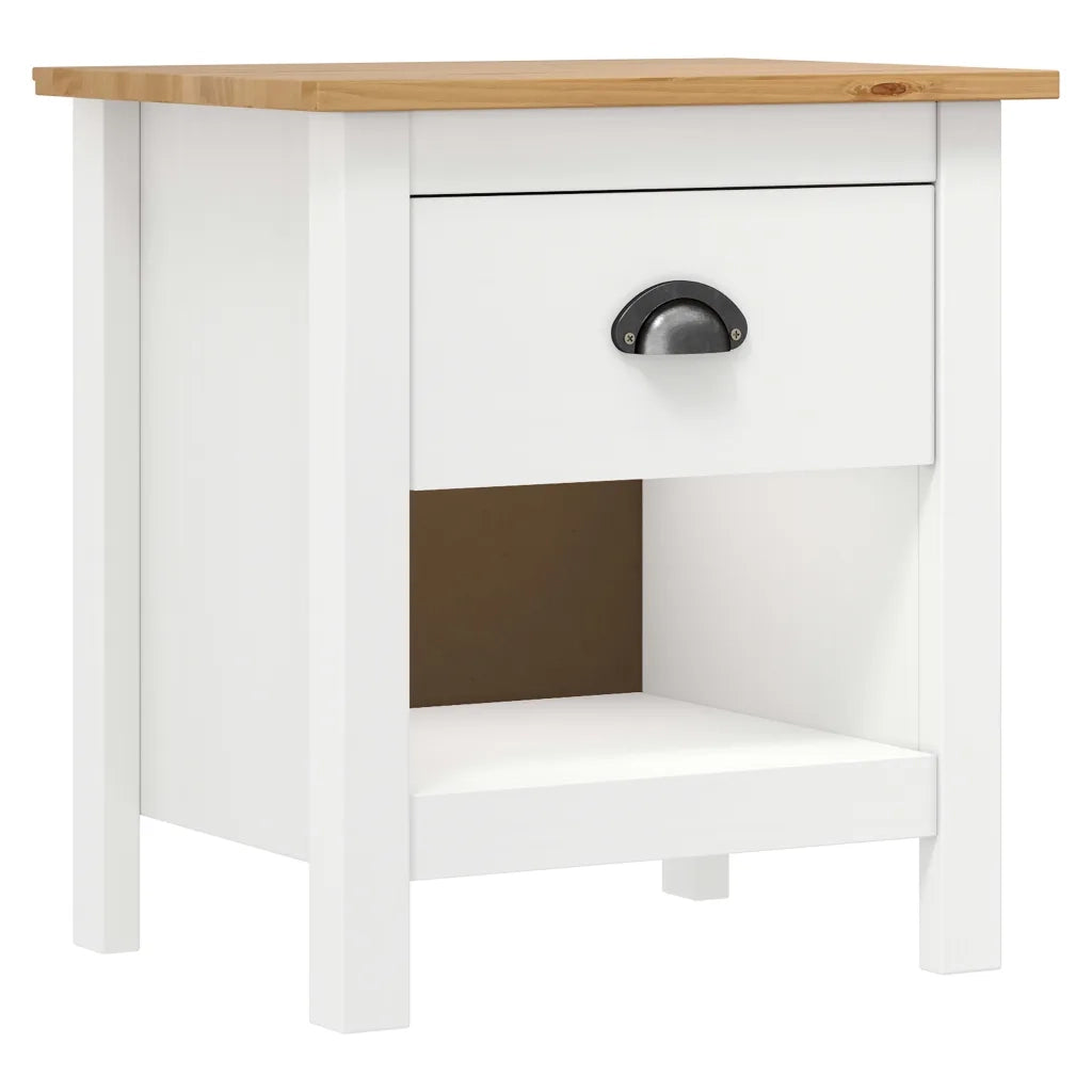 Set di 2 Comodini | Armadio da Notte | Mobiletto da notte Hill 46x35x49,5 cm Legno Massello di Pino
