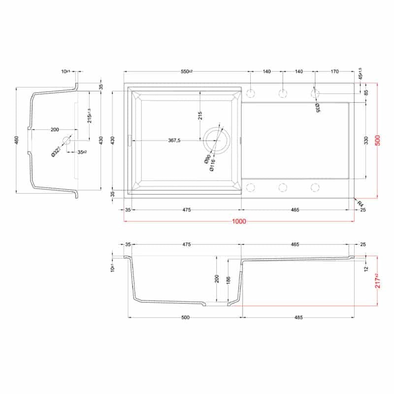 Lavello Elleci Incasso 1 vasca 100x50 Easy 480 Granitek Espresso Marrone LGY48078