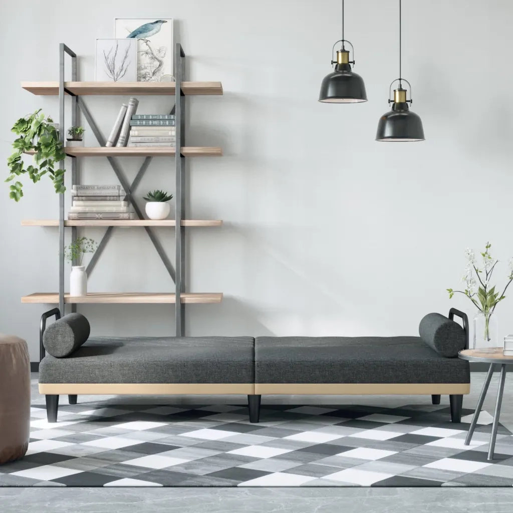 Divano letto | Sof¨¤ letto | Letto singolo con Braccioli Grigio Scuro in Tessuto