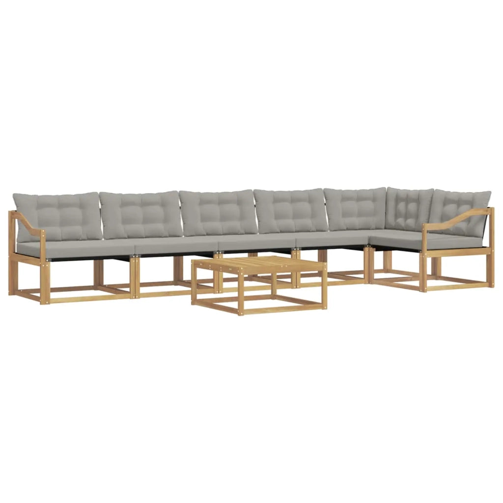 Set di divani da esterno 7 pcs Bianco e Grigio Chiaro