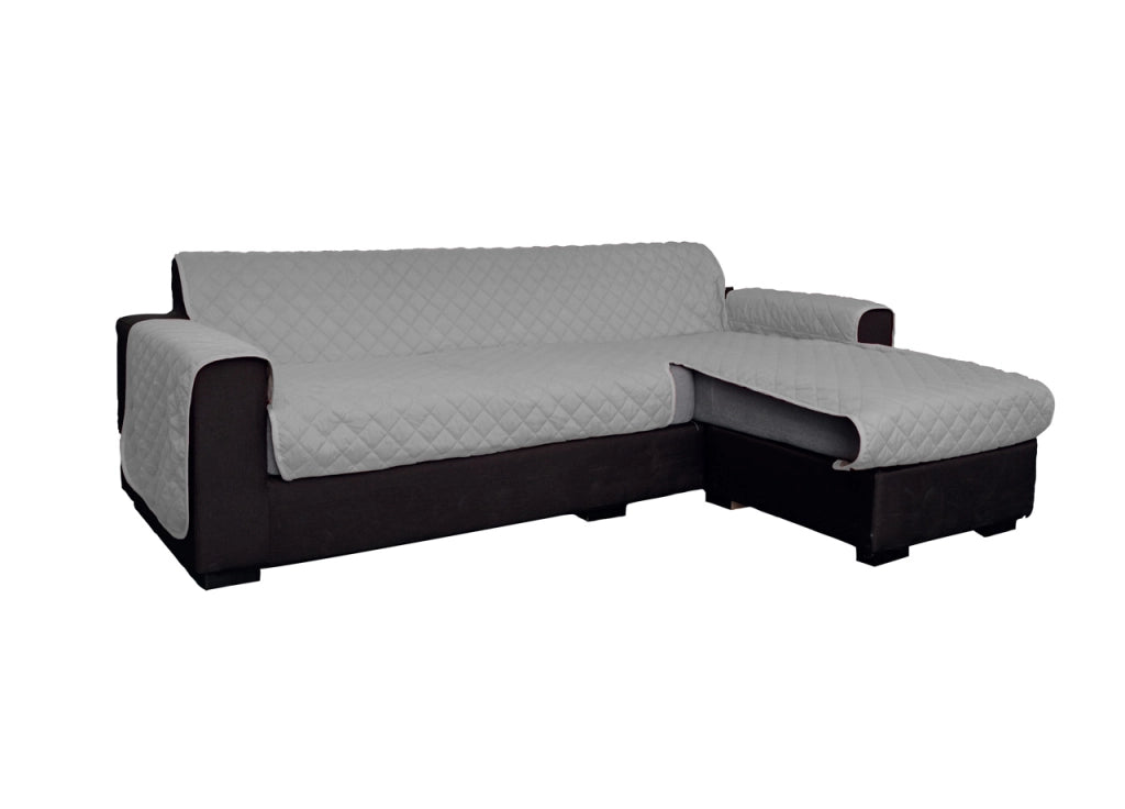 Copridivano Con Penisola Antimacchia Trapuntato Modello Star Colore Grigio Chiaro - 240cm - Grigio Chiaro