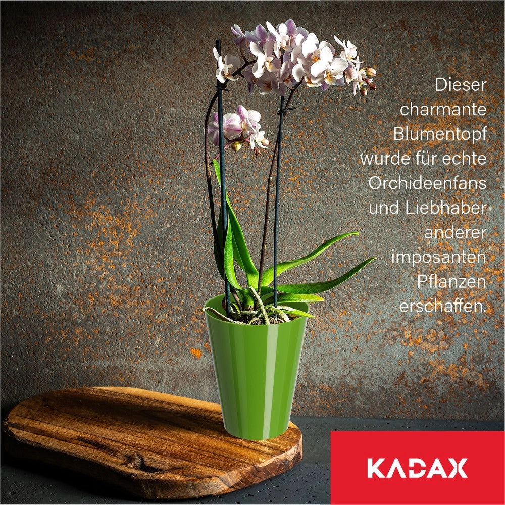 Vaso per orchidee KADAX in plastica, verde, resistente, 13 cm