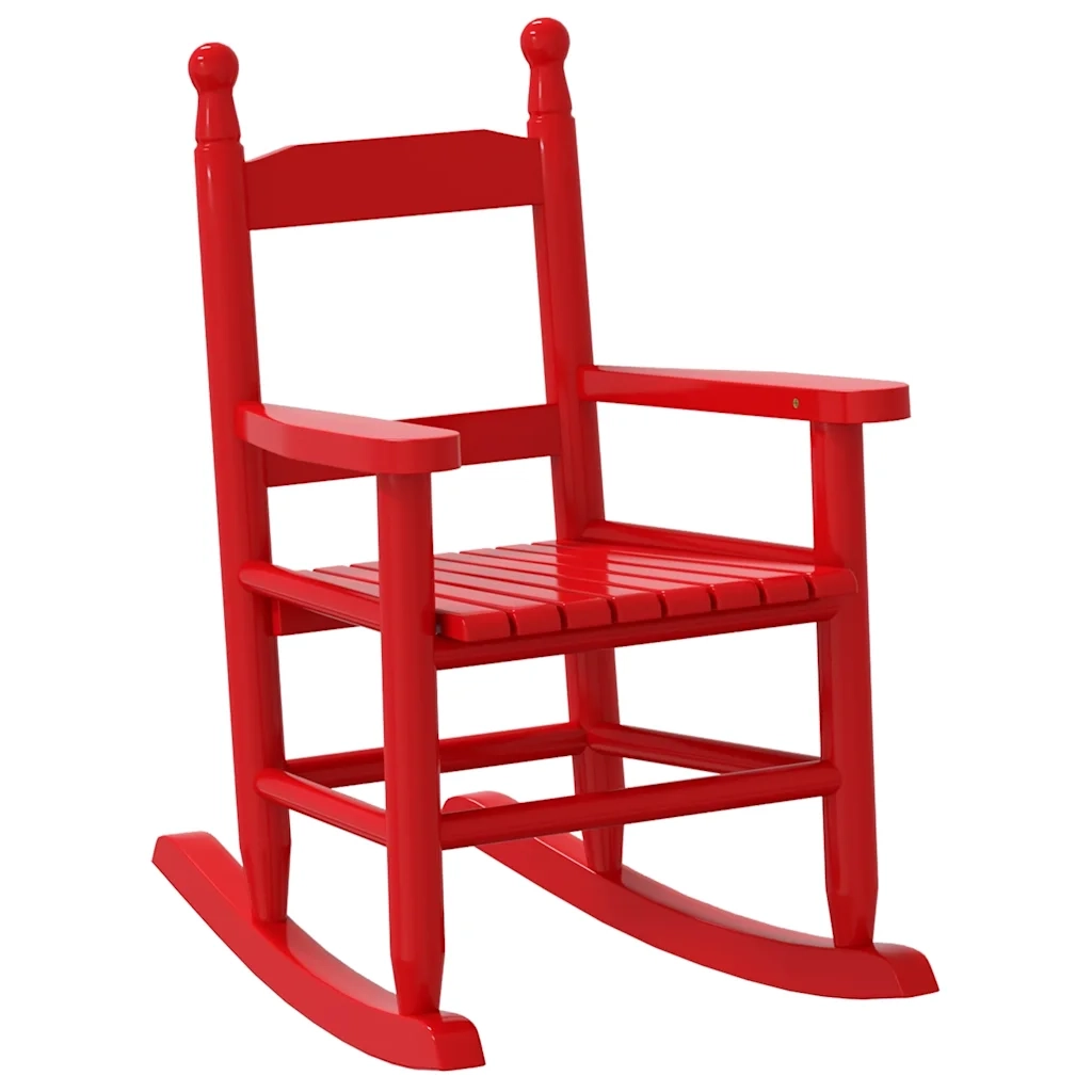 vidaXL Sedia a Dondolo per Bambini Rosso in Legno Massello di Pioppo
