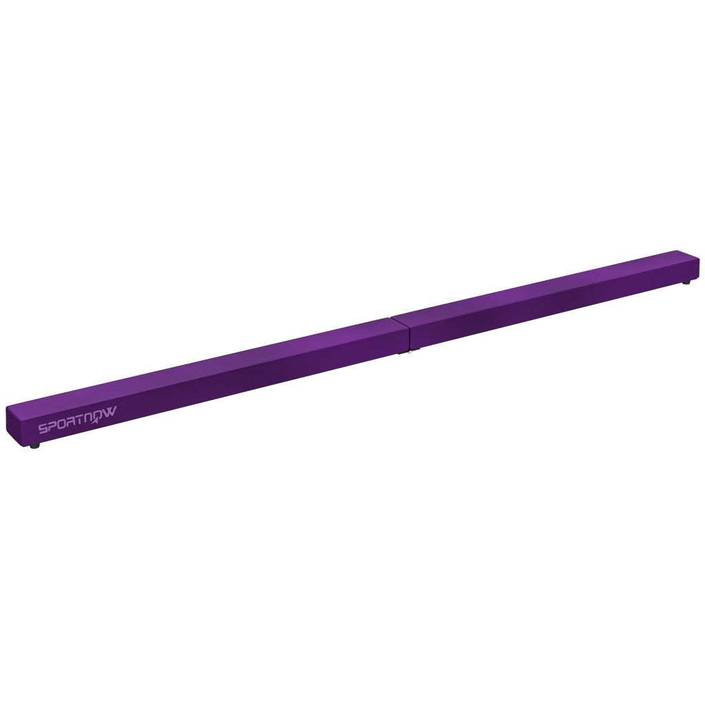 Poutre Gymnastique Pliable 210 cm en Velours Violet