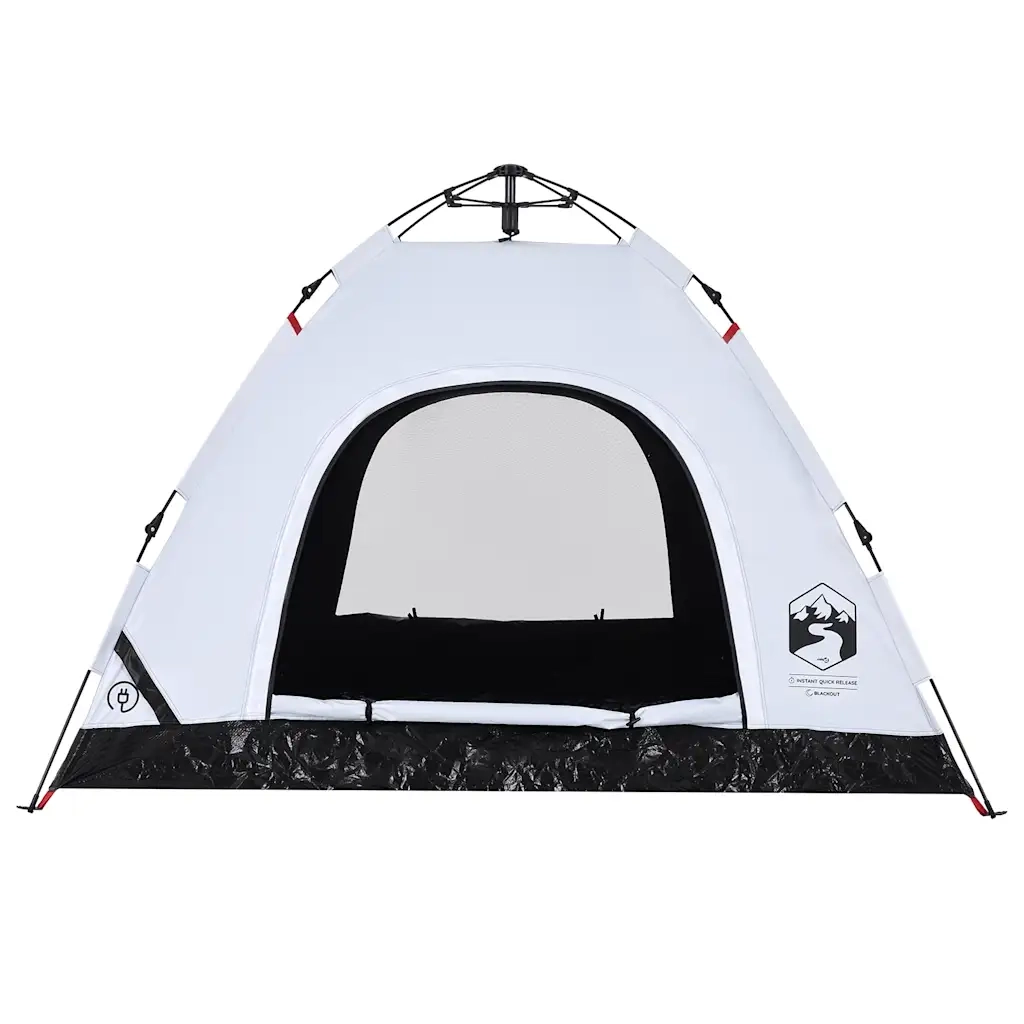 Tenda 3 Persone-Tenda da campeggio Bianca in Tessuto Oscurante a Rilascio Rapido 718296