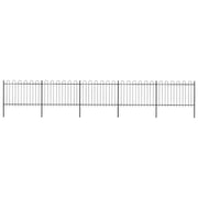 Recinzione da Giardino con Parte Superiore ad Anello in Acciaio 838x120 cm Nero 277669