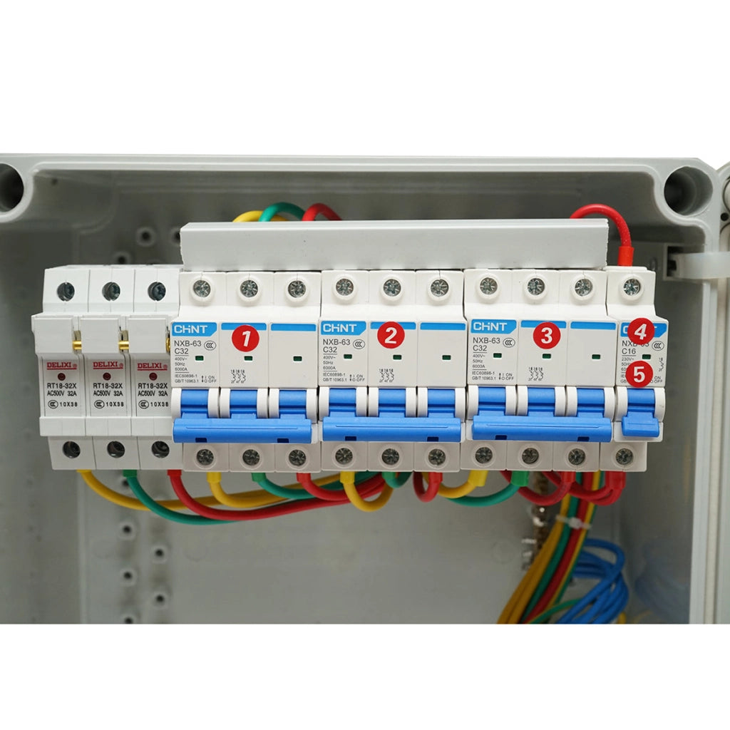 Pannello gruppo prese organizzazione cantiere 2x230V/16A, 3x400V/32A, 12 moduli 460x270x160mm IP44/IP67 SUNTREE
