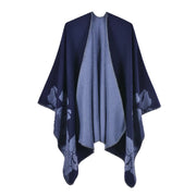 Nuovo scialle/mantella in jacquard di cashmere alla moda con spacchi, spesso e ampio, da donna.