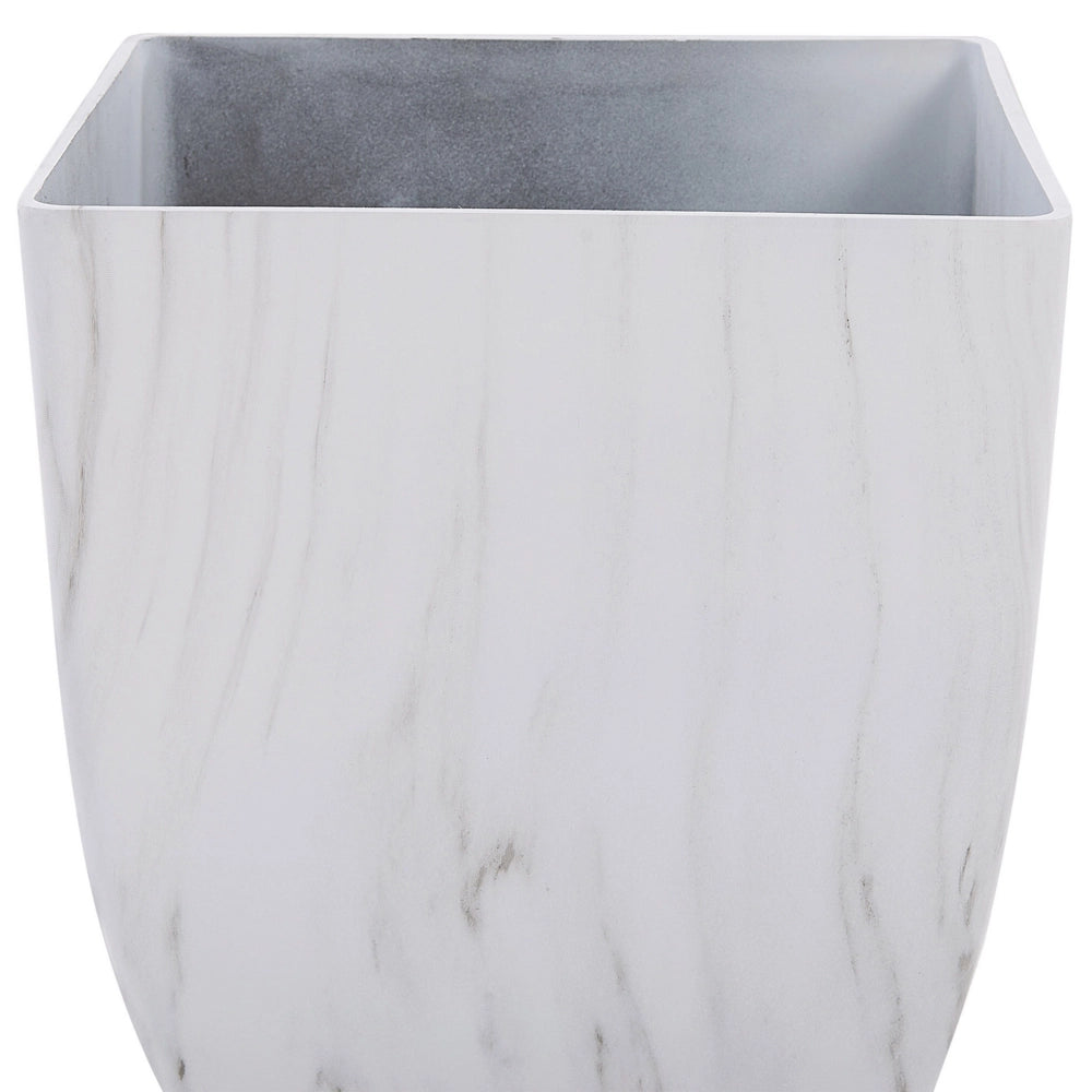 Vaso per piante da esterno per interni effetto marmo miscela di pietra bianca quadrato 28 x 34 cm dal design moderno