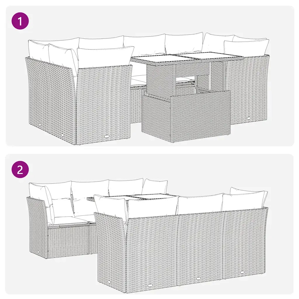 Set Divani da Giardino con Cuscini 7pz Nero Polyrattan 3326106