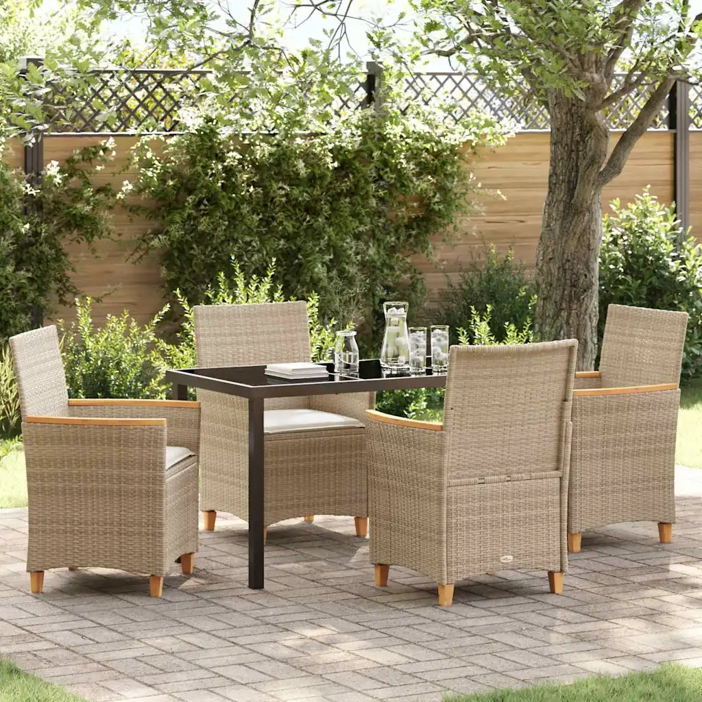 Set da Pranzo per Giardino 5 pz Beige polyrattan 3381102