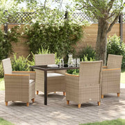Set da Pranzo per Giardino 5 pz Beige polyrattan 3381102