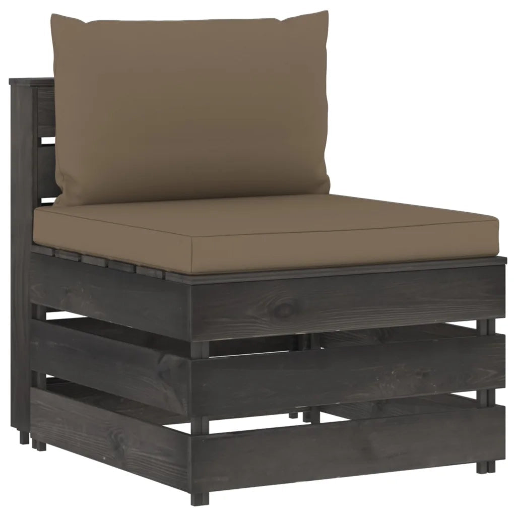 Divano Centrale Modulare con Cuscini in Legno Impregnato Grigio cod mxl 68796