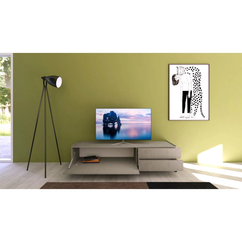 Porta TV moderno 1 ribalta/2 cassetti 160x42x40 cm Solaria - Cashmere