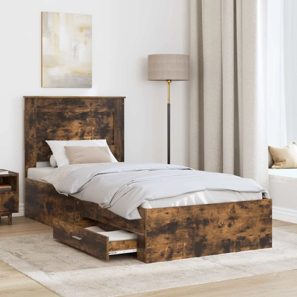 Struttura del letto-Giroletto Rovere Affumicato e Argento 75 x 190 cm 481740