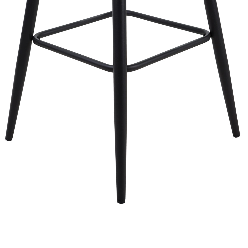 Set di 2 sgabelli da bar rivestiti in tessuto blu con braccioli imbottiti schienale gambe in metallo Nero