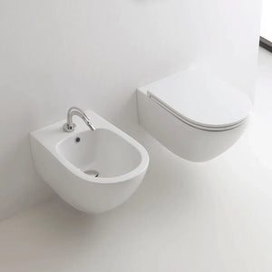 Coppia Di Sanitari Kerasan Sospesi Senza Brida Bianco Lucido "Aquatech"