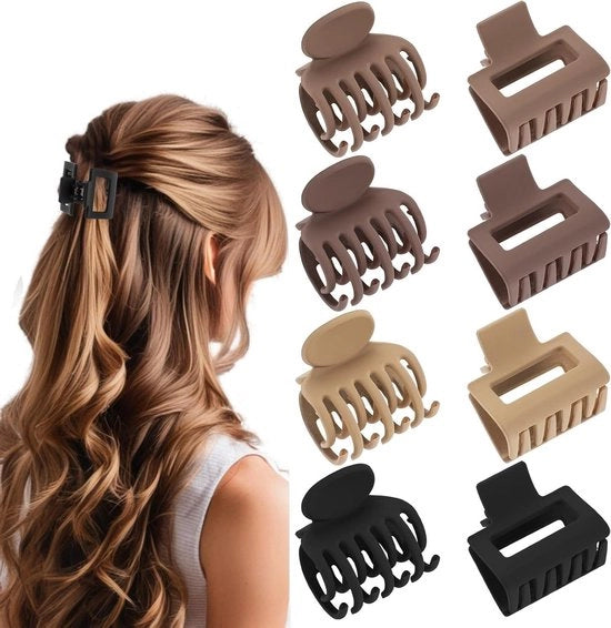 Accessori per capelli per donne, spille per capelli con doppia riga di clip in materiale opaco, accessori per capelli antiscivolo per donne e ragazze - 4 colori, 2 forme