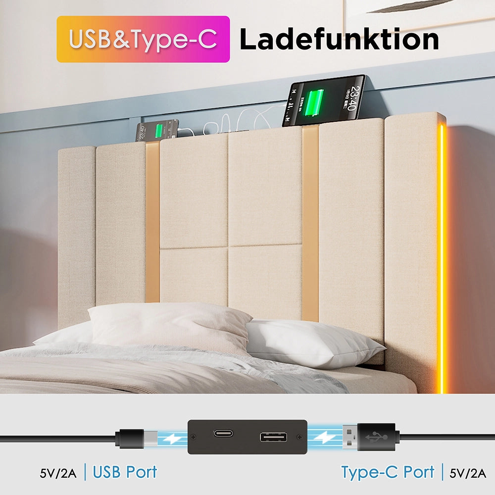 Letto a ribalta per adulti - Xylo - 90??200 cm - Beige - APP-Control LED