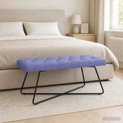 Panchina con bottoni imbottiti Blu jeans 110 x 40 x 46 cm 42038384