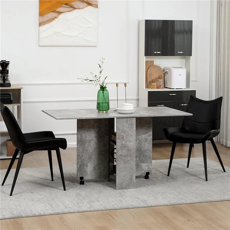 TAVOLO PIEGHEVOLE IN LEGNO PER 4-6 PERSONE CON RUOTE, 75X140X74CM, GRIGIO