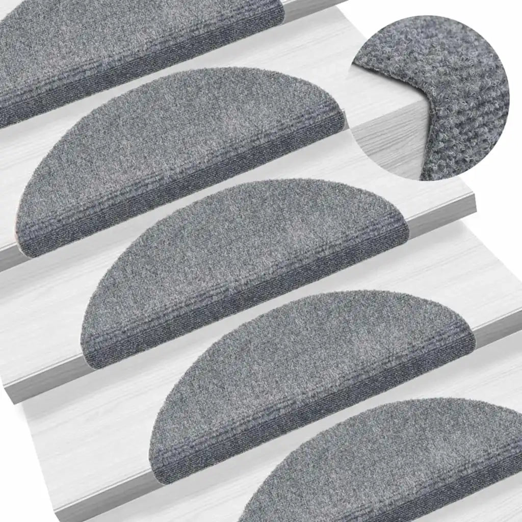 Tappetini per scale autoadesivi 30 pz | Gradini per Scale 56x17x3 cm Grigio chiaro semicircolari