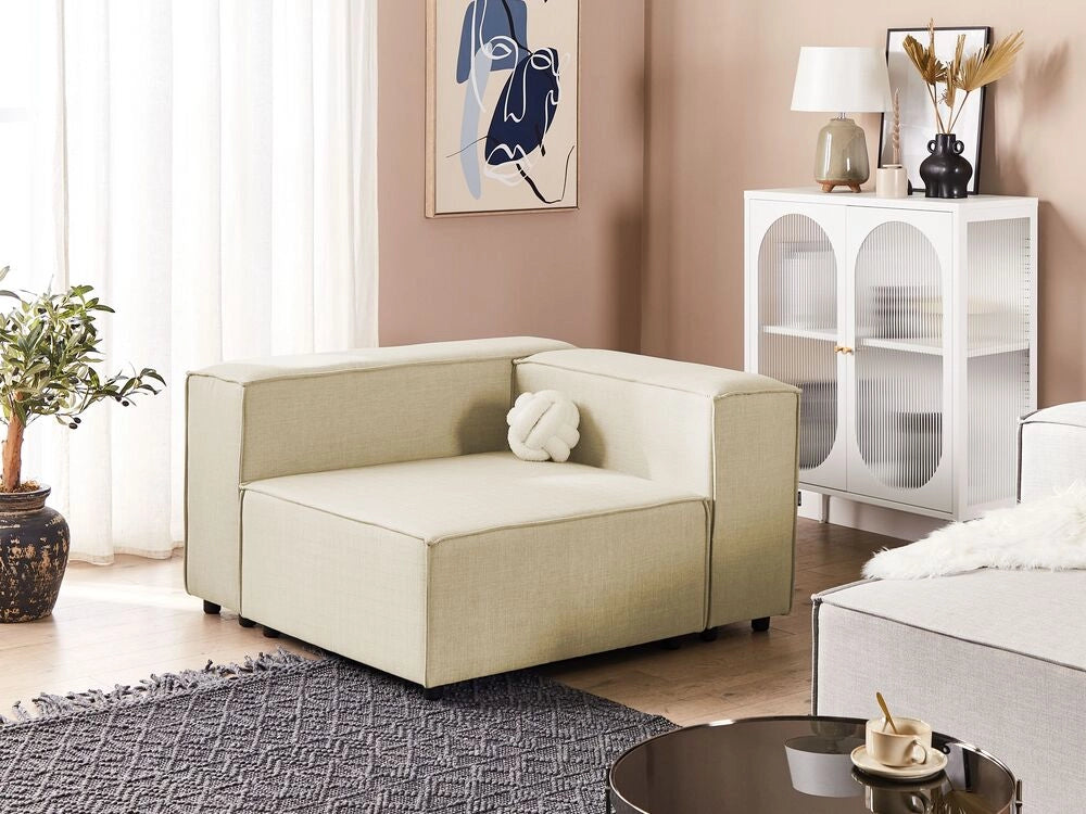 Modulo angolare a 1 posto rivestimento in lino di poliestere beige soggiorno stile moderno