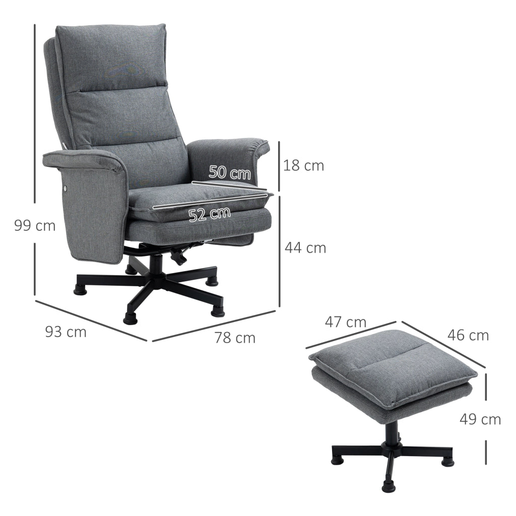 Poltrona relax elettrica massaggiante con poggiapiedi e telecomando tessuto grigio ¨C Xylo ¨C 78x93x99 cm