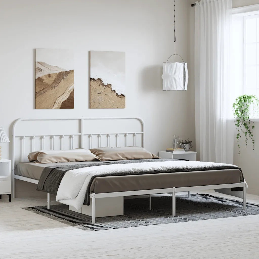 Giroletto con Testiera Metallo Bianco 193x203 cmcod mxl 81547