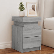 Comodini con Luci LED 2pz-Set di 2 Tavolino da notte Grigio Sonoma 35x39x55 cm
