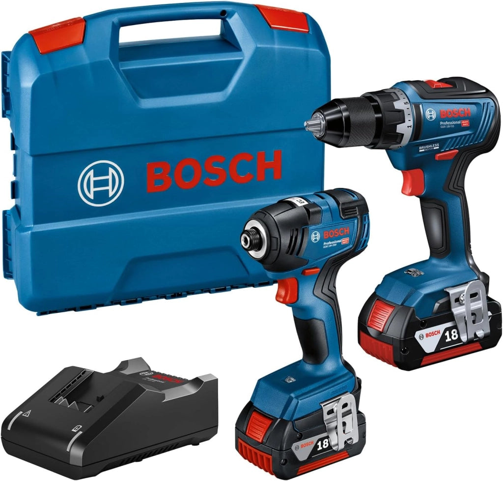 Bosch Professional 06019J2108 GDR 18V-200 + GSR 18V-55, 18V, blu