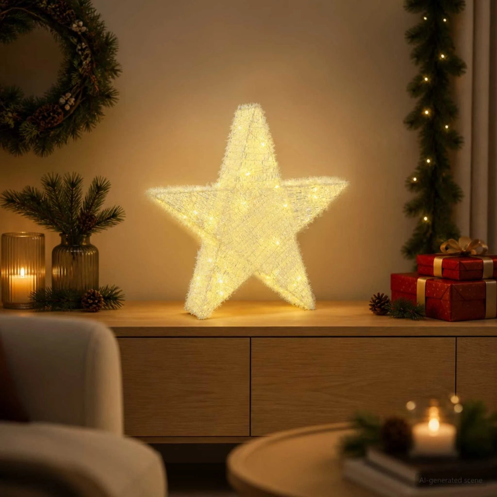 Stella di Natale 3D 50 LED Bianco caldo 55 x 53,5 x 10 cm 42049712