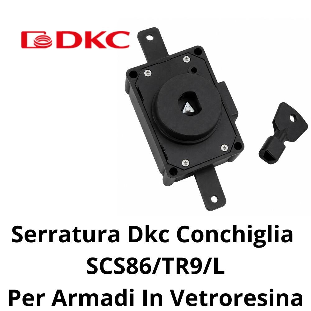 Serratura dkc conchiglia scs86/tr9/l per armadi in vetroresina