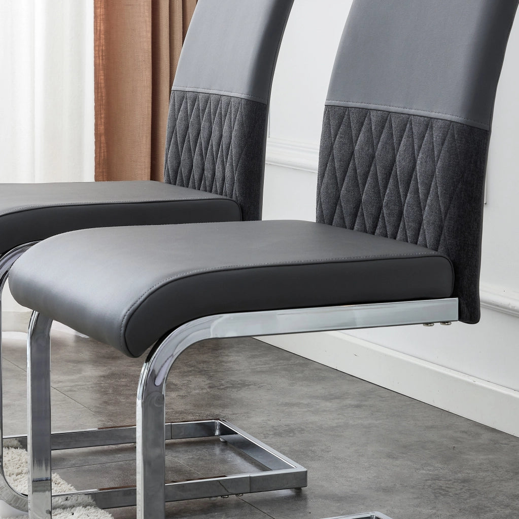 Sedia da pranzo ergonomica grigia con schienale imbottito