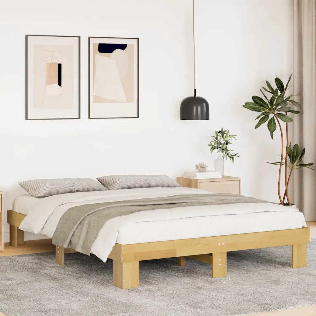 Struttura Letto Senza Materasso-Giroletto Senza Materasso 140x190 cm in Legno di Rovere 419656