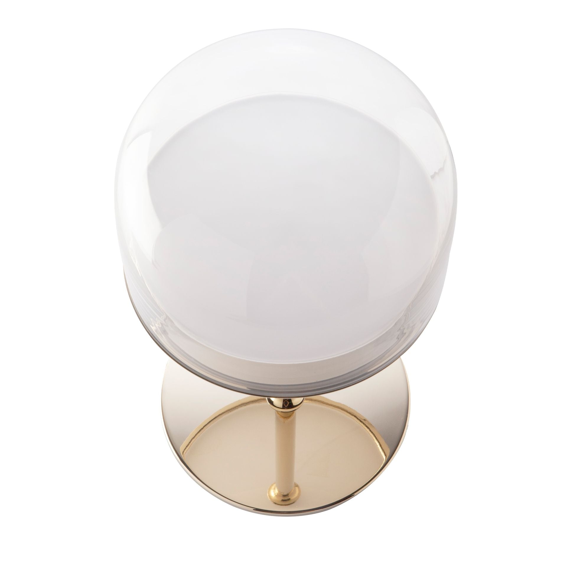 Lampada da tavolo in acciaio e vetro trasparente