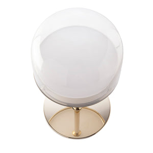 Lampada da tavolo in acciaio e vetro trasparente