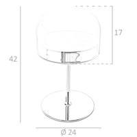 Lampada da tavolo in acciaio e vetro trasparente