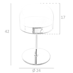 Lampada da tavolo in acciaio e vetro trasparente