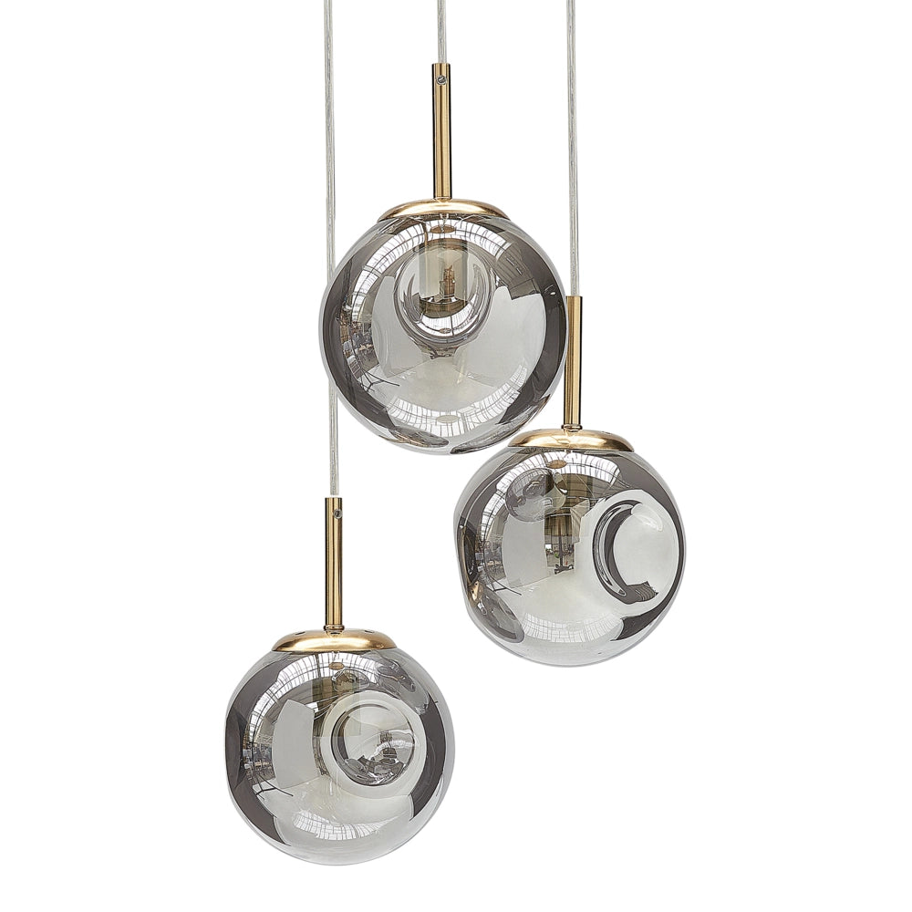 Plafoniera in vetro trasparente e ottone con 3 luci 121 cm soggiorno camera da letto
