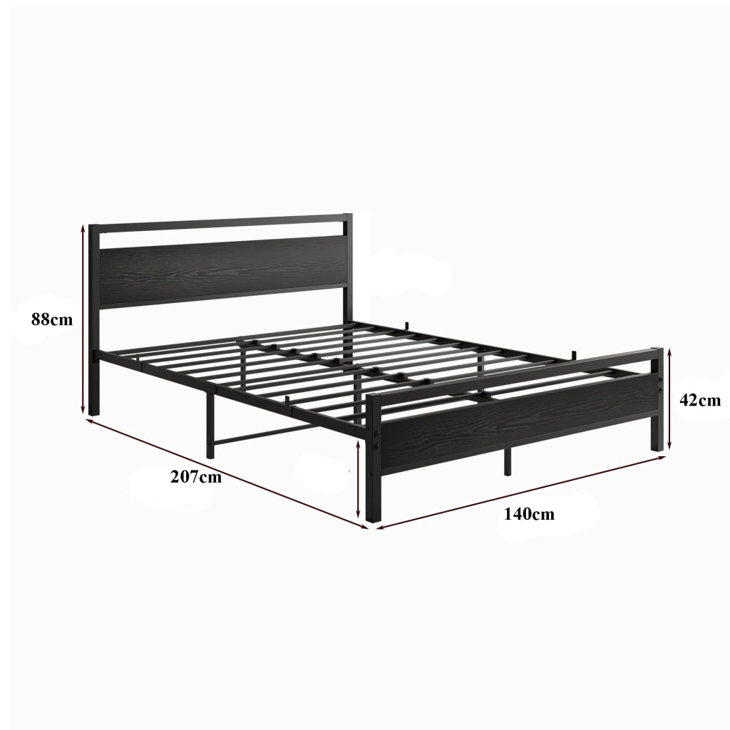 LETTO 140x200 cm con contenitore in MDF e metallo nero