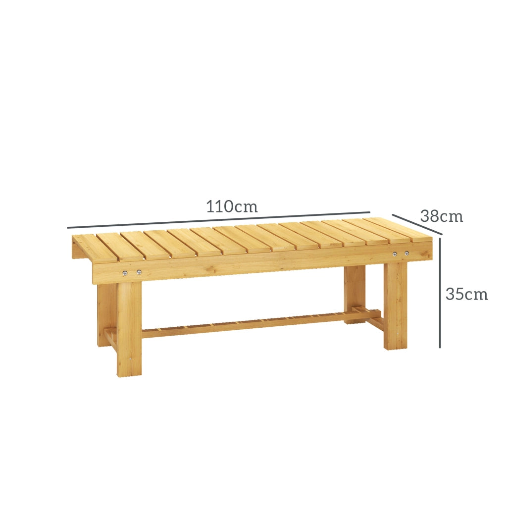 Panchina da Giardino a 2 Posti Impermeabile in Legno di Abete, 110x38x35 cm