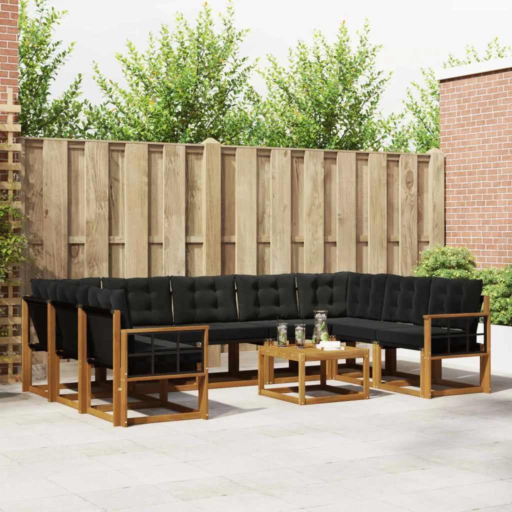 Set di divani da esterno con cuscino 10 pcs Naturale e Nero 3369079