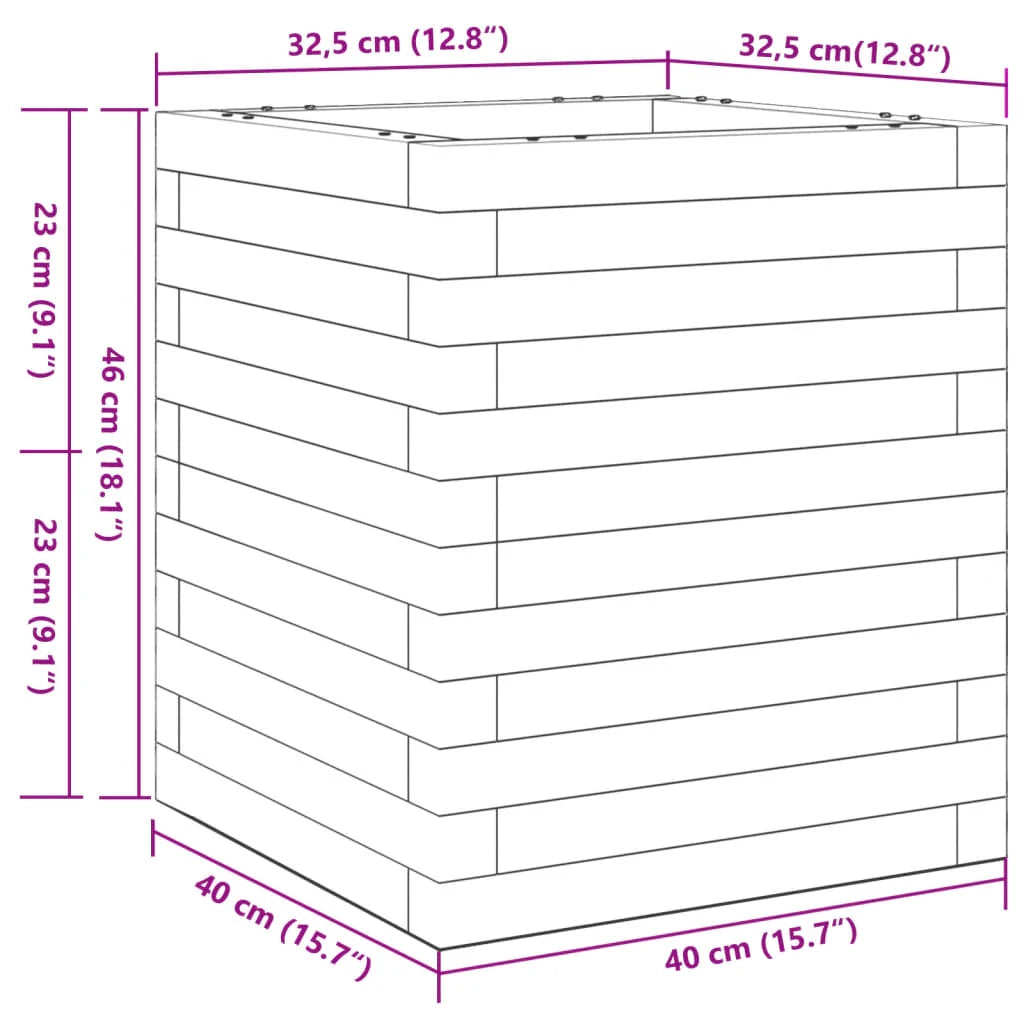 Fioriera rialzata per piante fiori terrazza giardino 40 x 40 x 46 cm legno di pino impregnato marrone 02_0037561