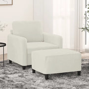 Poltrona con Poggiapiedi Crema 60 cm in Velluto
