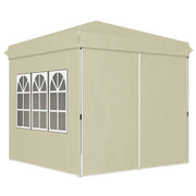 Gazebo a scomparsa 2;5 x 2;5 m con pareti laterali e borsa da trasporto; tenda da giardino UPF50+ a altezza regolabile; bianco crema