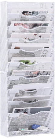 Organizzatore per ufficio, 10 compartimenti, contenitore metallico per documenti A4, sospensione per riviste, dossier, documenti, volantini, organizzatore appeso, base per brochure, bianco