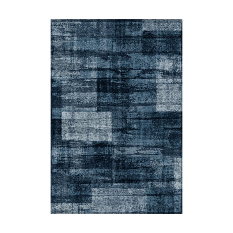 Set di 4 Tappeti In Poliestere Nowell 100x150 Cm Blu